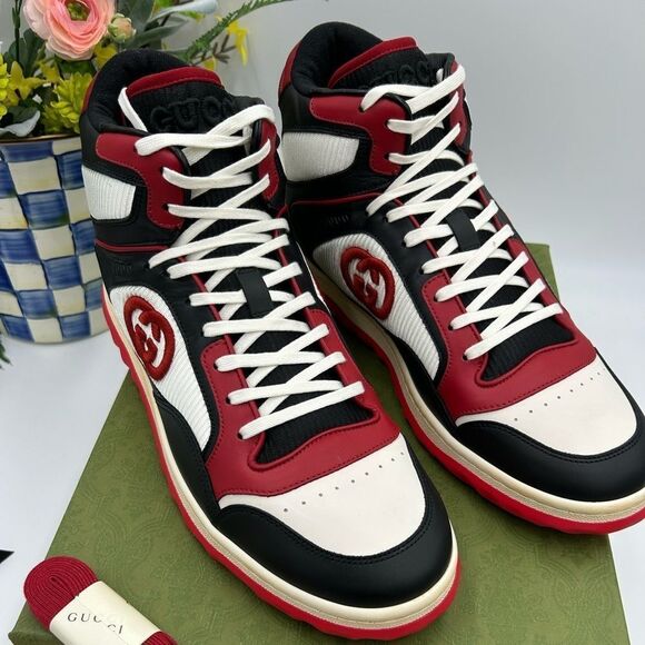 Men’s Gucci Mac 80 leather high top sneaker size 12.5 made in Italy - Picture 1 of 12
